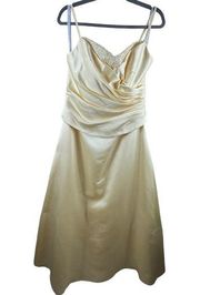 Alfred Angelo NWT Butter Yellow Spaghetti Strap Sweetheart Neckline Ball Gown 14