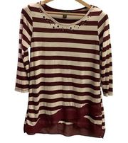 French Laundry blouse stripes red and white size M
