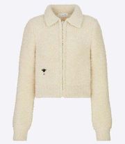Christian Dior Ecru Wool Cashmere Blend Blouson Teddy Sweater Ivory Women's US 2