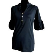 Tracy Negoshian Womens Top Size XXS Solid Black Stretchy Piper Bell Sleeve NEW