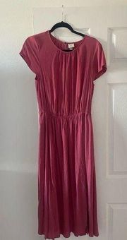 Women's Short Sleeve Cinched Waist Dress - A New Day; Pink Size Med NWT