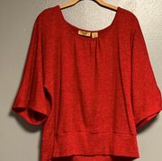 PETITE PXL RED SPARKLY MID LENGTH SLEEVES SWEATER