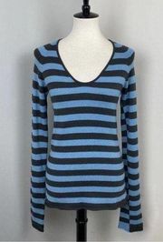 Armani Collezioni Cashmere Blend Striped Scoop Neck Sweater Sz 10