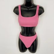 Naked Wardrobe Swim Pink Smocked 2 Pc Bikini NEW Womens Sz XL Style NW-W0523