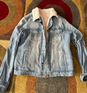 Thread & Supply Denim Jean Jacket Light Wash Fleece Lined Size Small Women’s