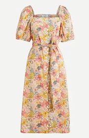 J. Crew Liberty Mauvy floral print cottage puff sleeve button up midi dress