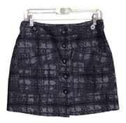 Rachel Roy Women’s Gray/ Navy Tweed Cargo Plaid Button Front Mini Skirt Sz 6 EUC