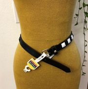New Leather belt black and white size S / M
