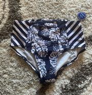 Navy Blue High Waist Swim Bottoms