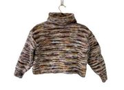 A.L.C. Harper Chunky Space-Dye Marled Merino Wool Turtleneck Sweater Tan