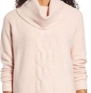 Nordstrom Center Cable Cowl Neck Cotton Blend Sweater in Smoke Pink