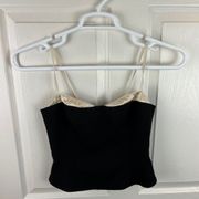 Reformation Melanie Tank Top Cami Camisole Black Silk Trim Size 2