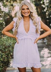 These Three Boutique Millie Ruffled Dress in Lavender Purple