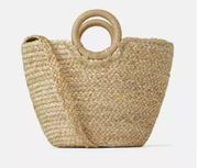 Zara Tan Natural Straw Jute Handbag