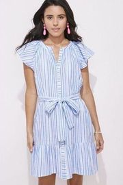 Vineyard Vines Seastitch Striped Double Gauze Shirt Dress Blue Women's Small NEW