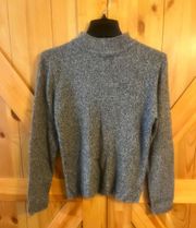 Women's Size L Knit Sweater Top Long Sleeves Mock Neck Charcoal