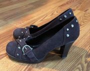 MIA Dark Brown Suede Heels S6.5