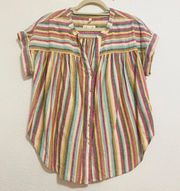 Loft Multi Color Striped Button Down