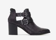 Express Snakeskin Print Double Buckle Cut-Out Boot