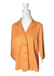 Coldwater Creek Women’s Orange‎ Gingham Blouse Button Up Shirt