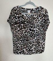 Cabi leopard print slight cropped blouse