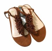 H&M Brown Top Fringe Sandals 37 NWT