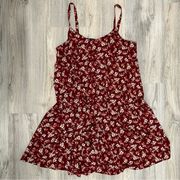 Motherhood Maternity Maroon Floral Summer Tank Dress Sundress Flowy Size L