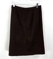 00s LIZ CLAIBORNE Vintage Brown Wool Suede Knee Length Skirt