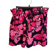 Who What Wear Floral Papterbag Style High Waist Pink & Black Shorts Size Large