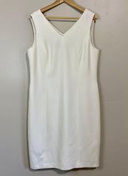 Women’s Sleeveless NYC White V Neck Sheath Dress Size 14 NWT