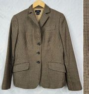 346 Brooks Brothers 100% Wool Houndstooth Women's Blazer Jacket Size 8