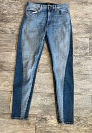 Hudson Denim Jeans 29 Barbara Super Skinny Stretch Colorblock Two Tone Stretch