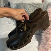 Clogs Dark Brown White Mountain Mules Studded Slides Womens 9