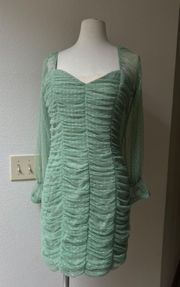 GREEN Chiffon Dress with Zipper