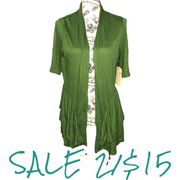 Live and Let Live MEDIUM NWT Green Layer Waterfall Short Sleeve Cardigan