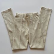 Emory Park High Waist Pants with Ankle Slits in Cream