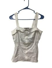 White House Black Market 4 White Button Down Tank Top Cute Summer Spring Basic