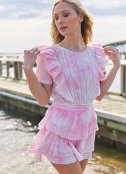 Love Shack Fancy NWT  Natasha Mini Dress Island Pink Tie Dye XS