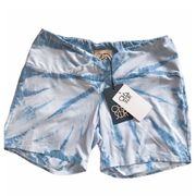 Chaser Tie Dye Boho Shorts Quadrablend Overlap Waistband Blue/White Size M - NWT