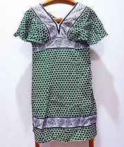 * Andrew & Co Green White Polka Dot Floral Dress