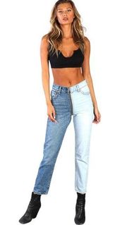 Revice Yin Yang High Waisted Two-Tone Crop Jeans Tokyo Wash Size 27