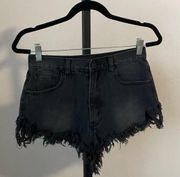 UNIF High Rise Black Wash Cutoff Denim Shorts