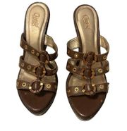 Carlos Santana leather straps wedge sandals  size 9