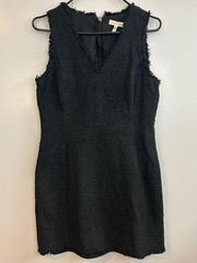 Rebecca Taylor Black Sleeveless Tweed V-neck Dress Size 6