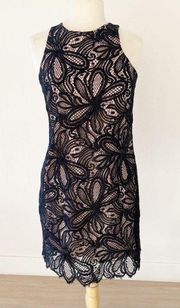 Aritzia Babaton Henry Black Nude Lace Mini Dress | 6