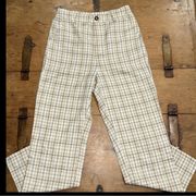 SheIn  High Waisted Cream/Brown Plaid Pants Size Small