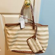 Justfab NWT Summer Tote Purse Multi Way with Wristlet Leather Handles