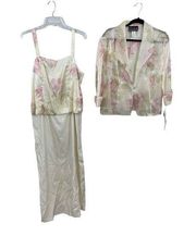 Alex Evenings Women's 2 Piece Dress with Blazer Jacket Floral Ivory Size 16