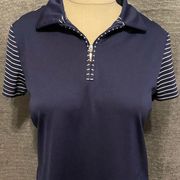 Izod golf blue 3/4 zip polo in medium