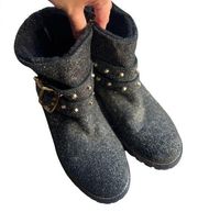 Ross & Snow | Gold Glitter Stefana Waterproof Leather Ankle Boot - Women